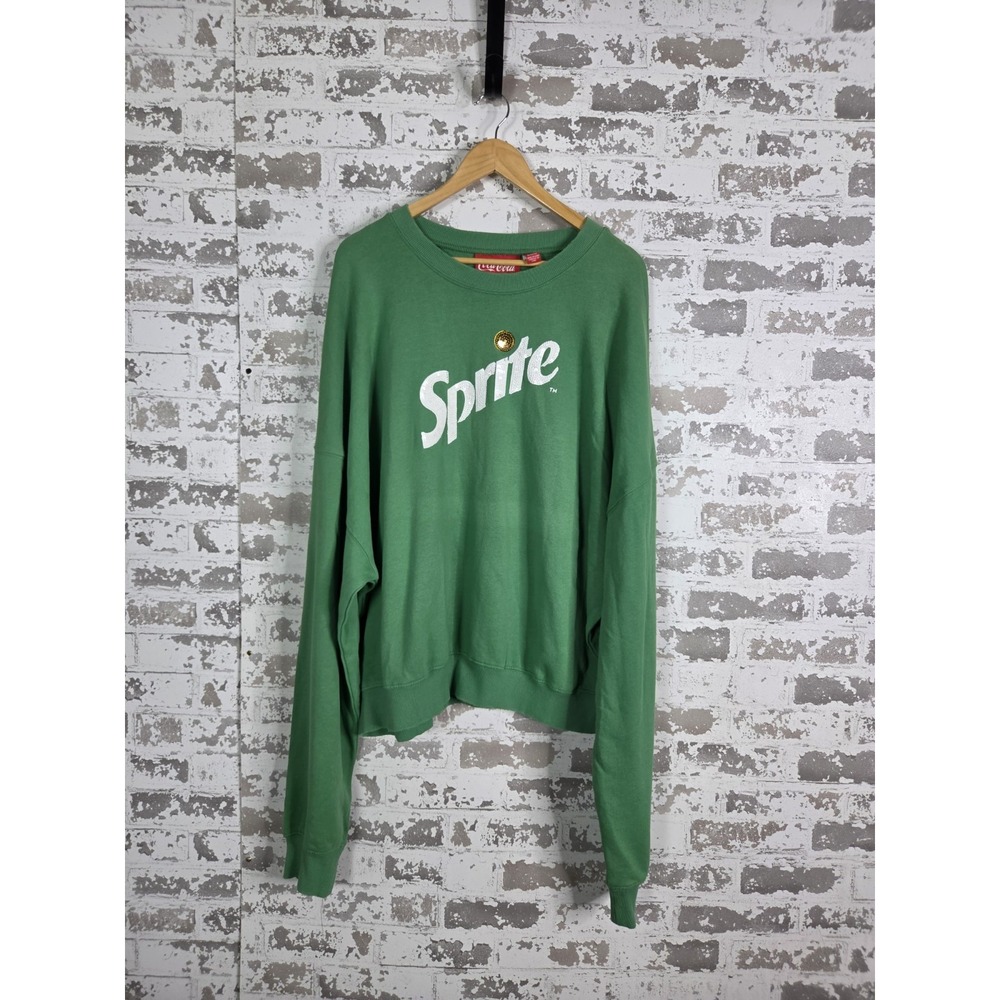 Forever 21 Coca-Cola Sprite Green Sequin Logo Crewneck Fleece Sweatshirt XL